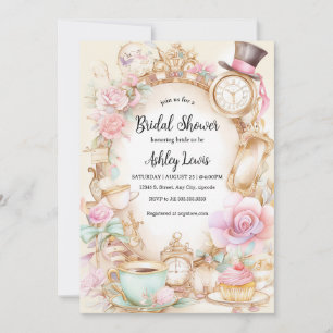 Möhippa te invitation, Alice tea party Inbjudningar