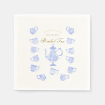 Möhippa Tea Blue China White Snöre Script Shower