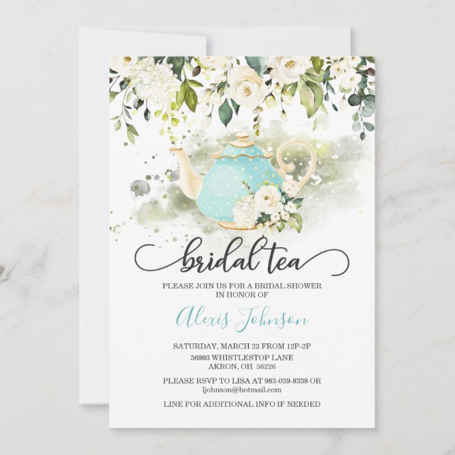 Möhippa Tea Inbjudningskort för möhippan - Blue WC (Framsida)