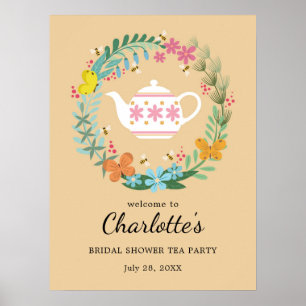 Möhippa Tea Party Blommigt - hälsning av andedräkt Poster