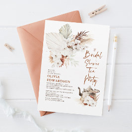 Möhippa Tea Party Boho Terracotta Blommigt Inbjudningar