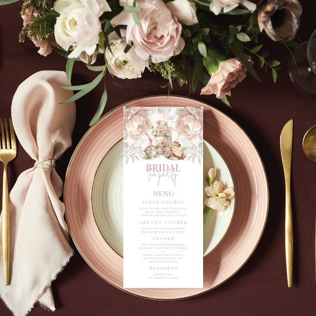 Möhippa Tea Party Elegant Pastel Meny (Skapare uppladdad)