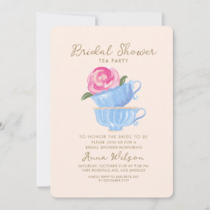 MÖHIPPA TEA PARTY FLOWER ROSA BLUE INBJUDNINGAR