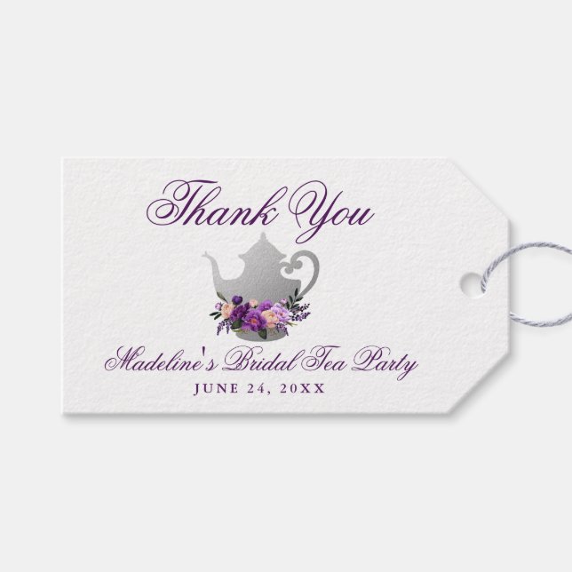 Möhippa Tea Party Lila Violet Tack Presentetikett (Framsidan (Horisontell))