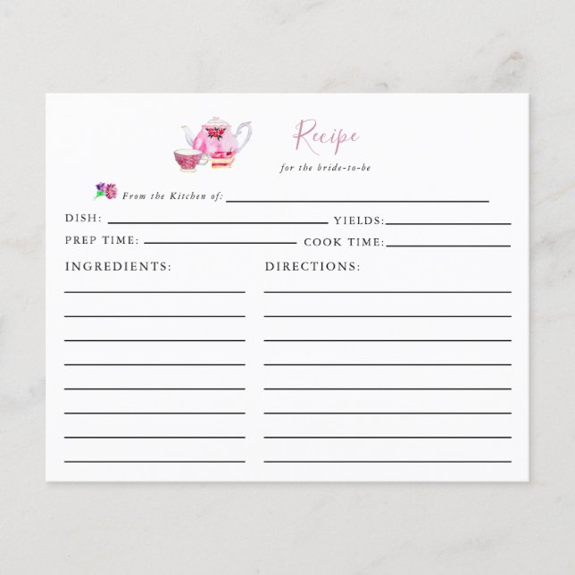 Möhippa Tea Party Recept Card Dusty Ro (Framsida)