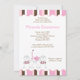 Möhippa Tea Party Rosa Rand 5 x 7 Inbjudningar