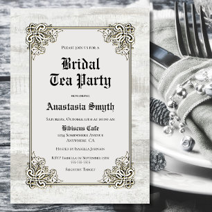 Möhippa Tea Party Rustic Bleached Wood Inbjudningar