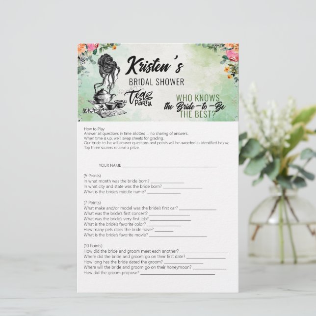 Möhippa Tea Party som känner till bästa spelkort Brevpapper (Stående Fram)