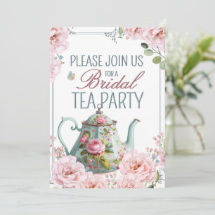 Möhippa Tea Party Tekanna Tekopp Bröllop Brunch Inbjudningar