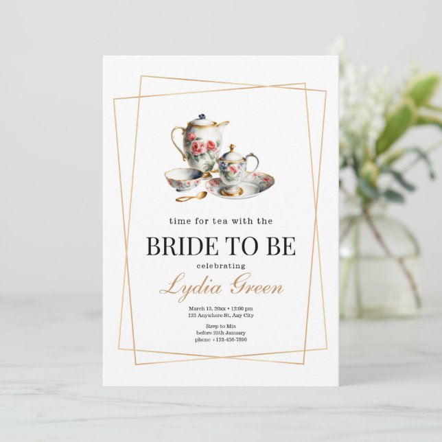 Möhippa Tea Party Tid för Tea med Brid Inbjudningar (Stående Fram)