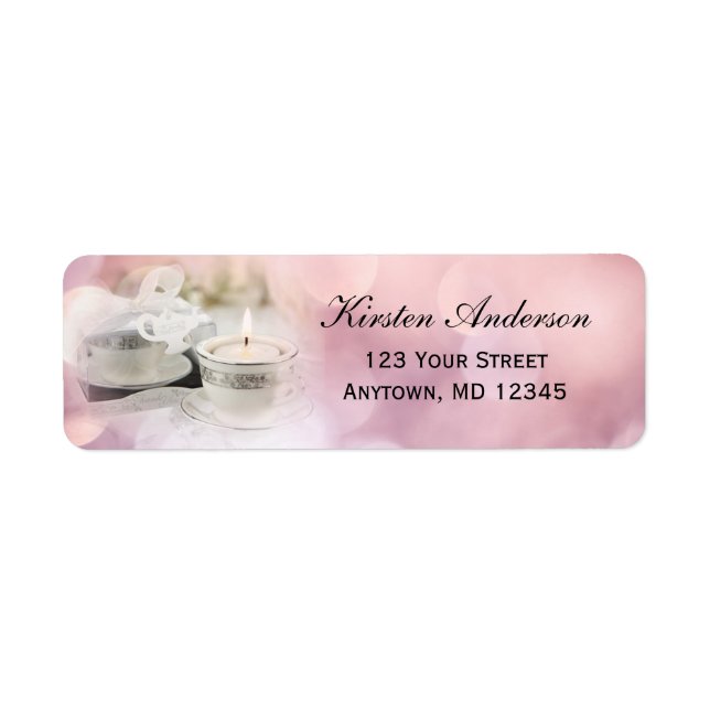 Möhippa Tea | Rosa Bokeh-adressetikett Returadress Etikett (Framsidan)