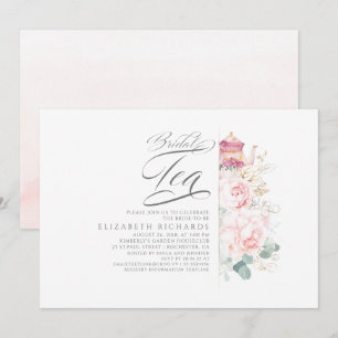 Möhippa Tea Rosa Flowers Inbjudningskort för möhip