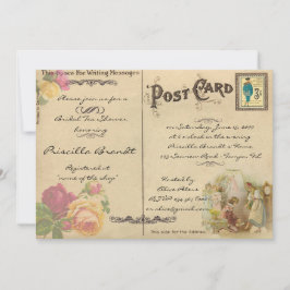 Möhippa Tea Shower Honoring, stil old Postcard Inbjudningar