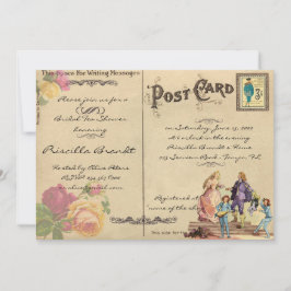 Möhippa Tea Shower Honoring, stil old Postcard Inbjudningar