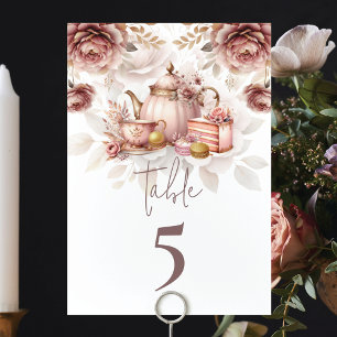 Möhippa Tea Shower-rosa med guld Bordsnummer