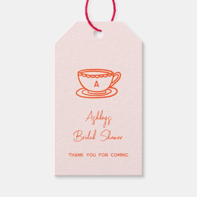 Möhippa Tea Theme Whimsical Doodle Presentetikett (Framsidan)