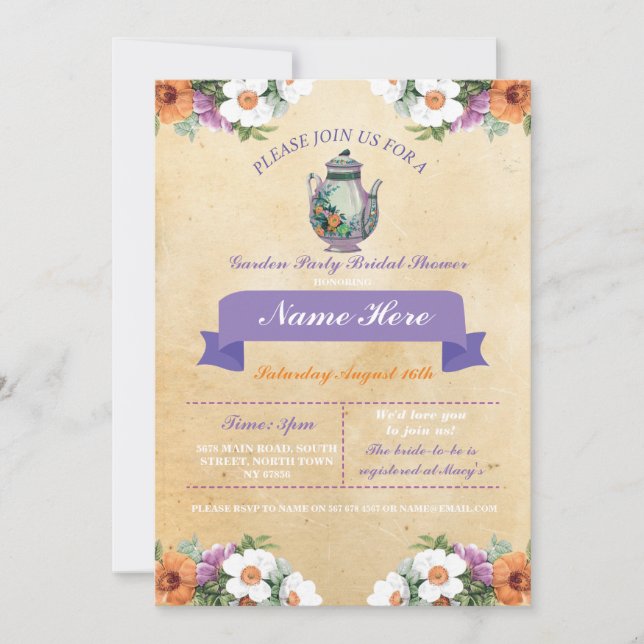 Möhippa Tekanna Alice i underlandet Inbjudan (Framsida)