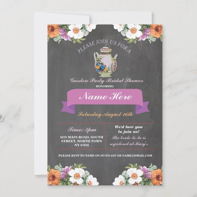 Möhippa Tekanna Alice i underlandet Inbjudan (Framsida)