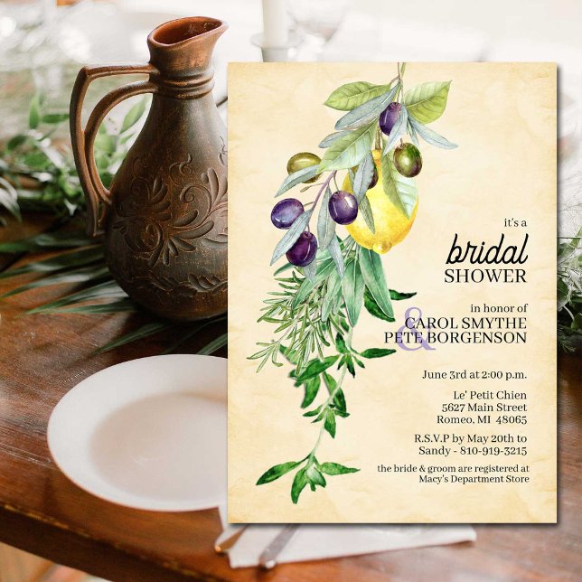 Möhippa Tuscan Botanical Lemons Örter Inbjudningar (Skapare uppladdad)