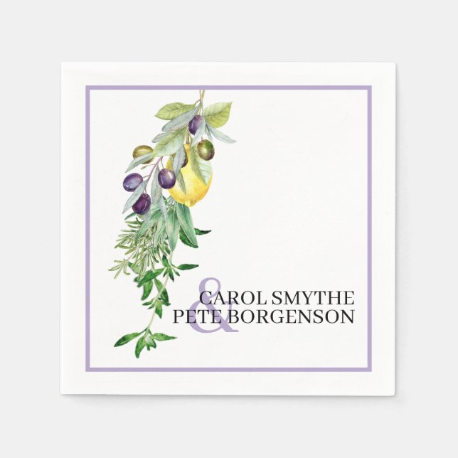 Möhippa Tuscan Lemon Örters Bride and Groom Pappersservett (Framsidan)