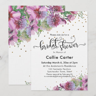 Möhippa Typography Wildblomme Guld Confetti Inbjudningar