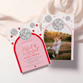 Möhippa Valentines Heart Retro Disco-foto Inbjudningar