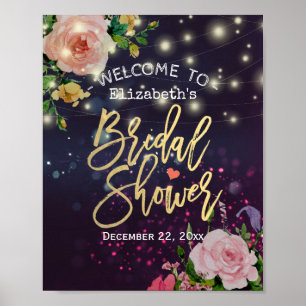 Möhippa Välkommen Blommigt Lila String Ljus Poster