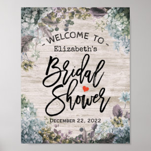 Möhippa Välkommen Botanisk Blommigt Rustic Wood Poster