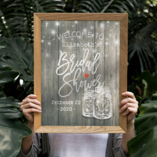 Möhippa Välkommen Rustic Wood Mason Burk Ljus Poster