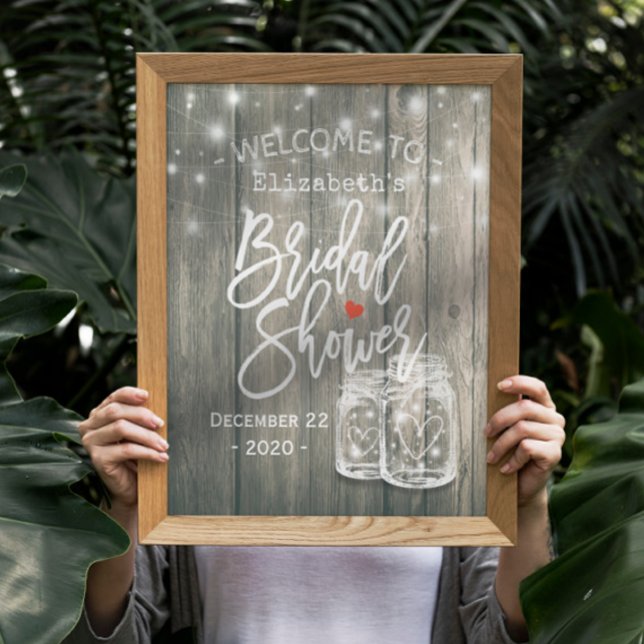 Möhippa Välkommen Rustic Wood Mason Burk Ljus Poster (Skapare uppladdad)