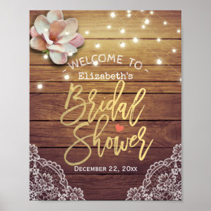 Möhippa Välkommen Wood Blommigt String Ljus Poster