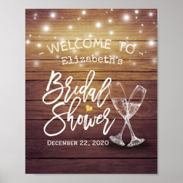 Möhippa Välkomsthälsa Rustic Wood Champagne Glass Poster
