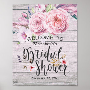 Möhippa Välkomstvattenfärg Boho Blommigt Wood Poster
