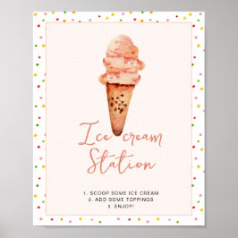 Möhippa, vattenfärg Ice Cream Station Poster