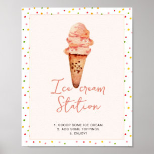 Möhippa, vattenfärg Ice Cream Station Poster
