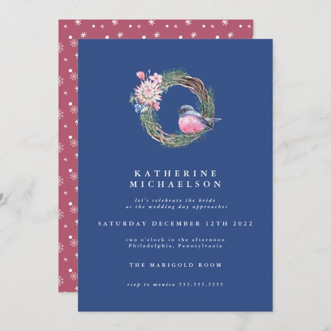 MÖHIPPA | Vattenfärg Winter Sparrow Wanderow Wande Inbjudningar (Fram/baksida)