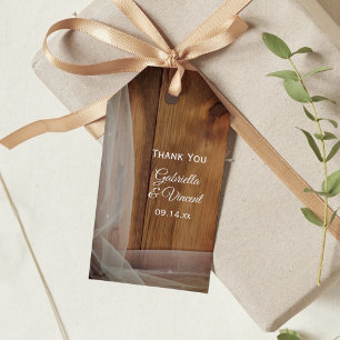 Möhippa Veil Barn Wood-Landsbyggsbröllopets favori Presentetikett