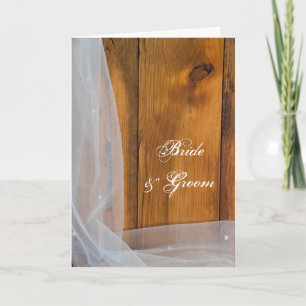 Möhippa Veil och Barn Wood-Landsbyggsbröllopet Inbjudan