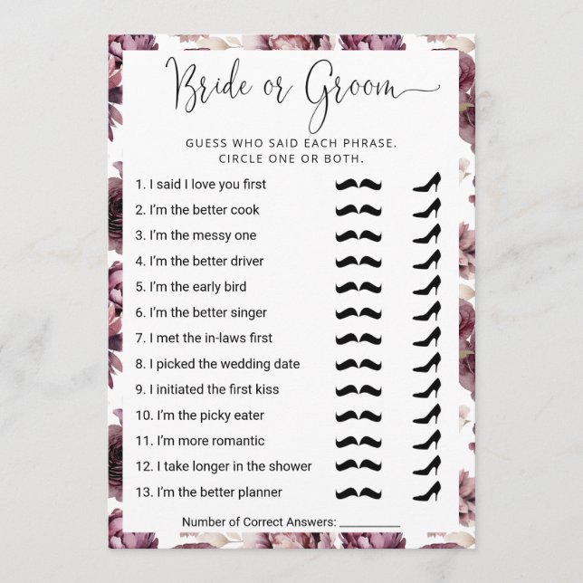 Möhippa Vem känner paret bäst? Spelkort Inbjudningar (Framsida)