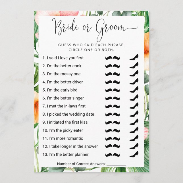 Möhippa Vem känner paret bäst? Spelkort Inbjudningar (Framsida)