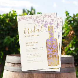 Möhippa Vin Tasting Guld Lilac Butterflies Boho Inbjudningar