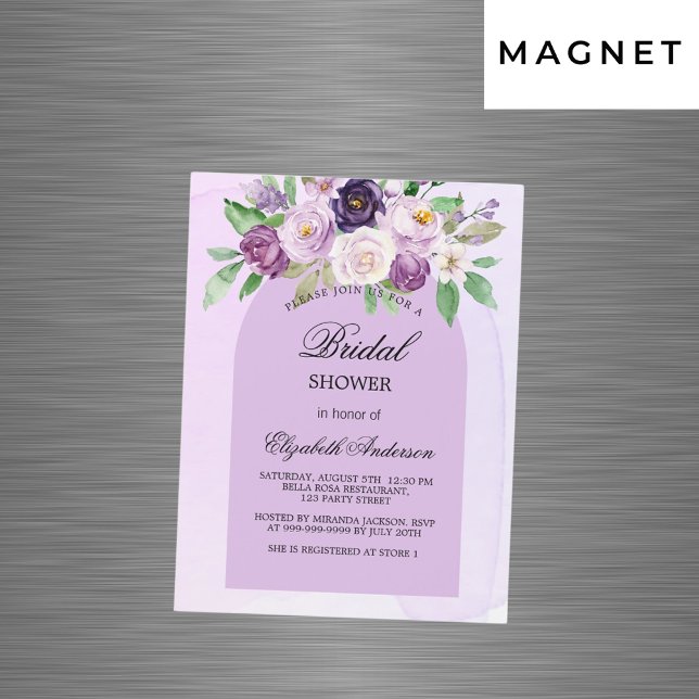 Möhippa violet lila blommor arch-lyx magnetisk inbjudningskort (Skapare uppladdad)