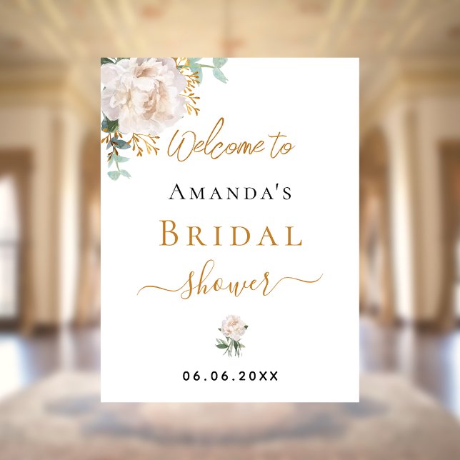 Möhippa- vit blommigt eucalyptus Välkommen Poster (Skapare uppladdad)