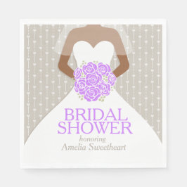 Möhippa vit bröllop-klänning lila ro pappersservett