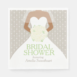 Möhippa vit bröllop-klänning vit ros pappersservett