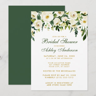 Möhippa Watercolor Blommigt Grönt Guld Inbjudan