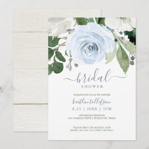 Möhippa Watercolor Bouquet Dusty Blue Inbjudningar