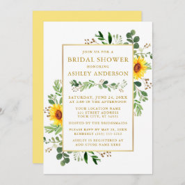 Möhippa Watercolor Greenery Sunwers Guld Inbjudningar