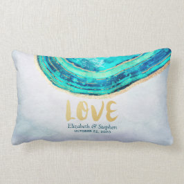 Möhippa Watercolor Teal & Guld Agate Geode Lumbarkudde