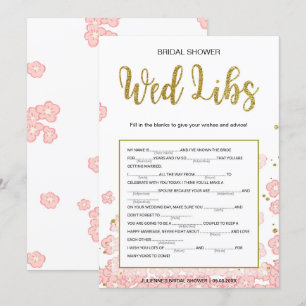 Möhippa Wed Libs Card Guld och Rosa Inbjudningar